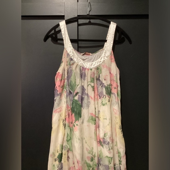 Soft Surroundings Pastel Floral Print Layered chiffon cottagecore maxi dress - Picture 4 of 14